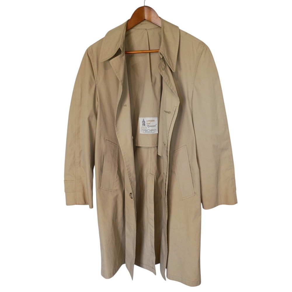 Vintage London Fog Maincoats Tan Trench Coat Beige Raincoat Raglan Sleeve L